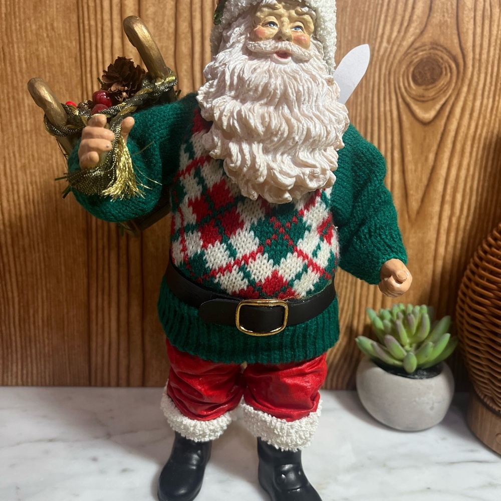 Department 56 Clothique Santa Figurine with Green Sweater and Red Pants